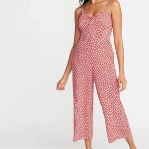 Old Navy Red Floral Jumpsuit